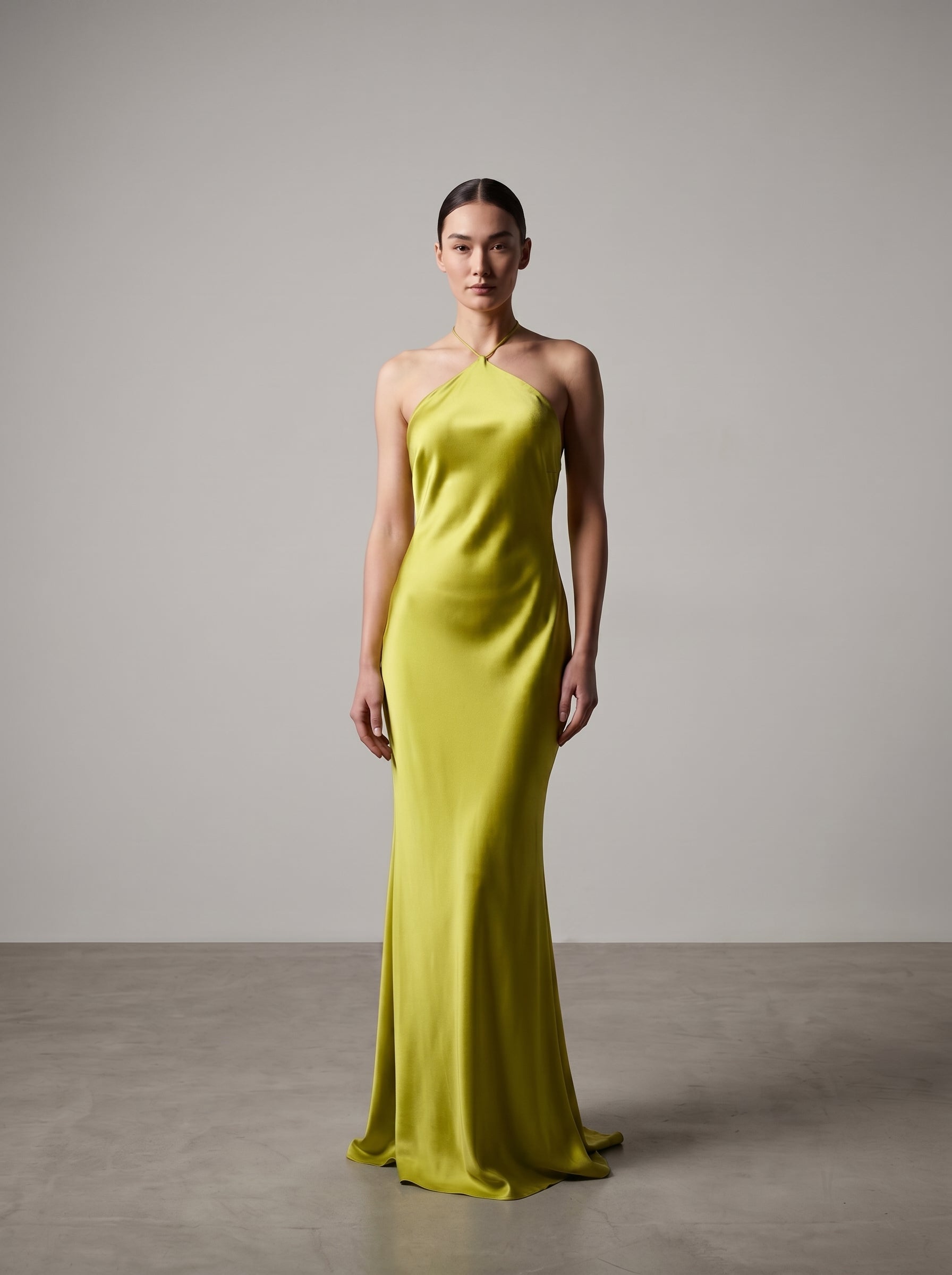chartreuse formal dress Galloway Maxi Great for any cup size Dolce Chartreuse Satin Maxi Dress